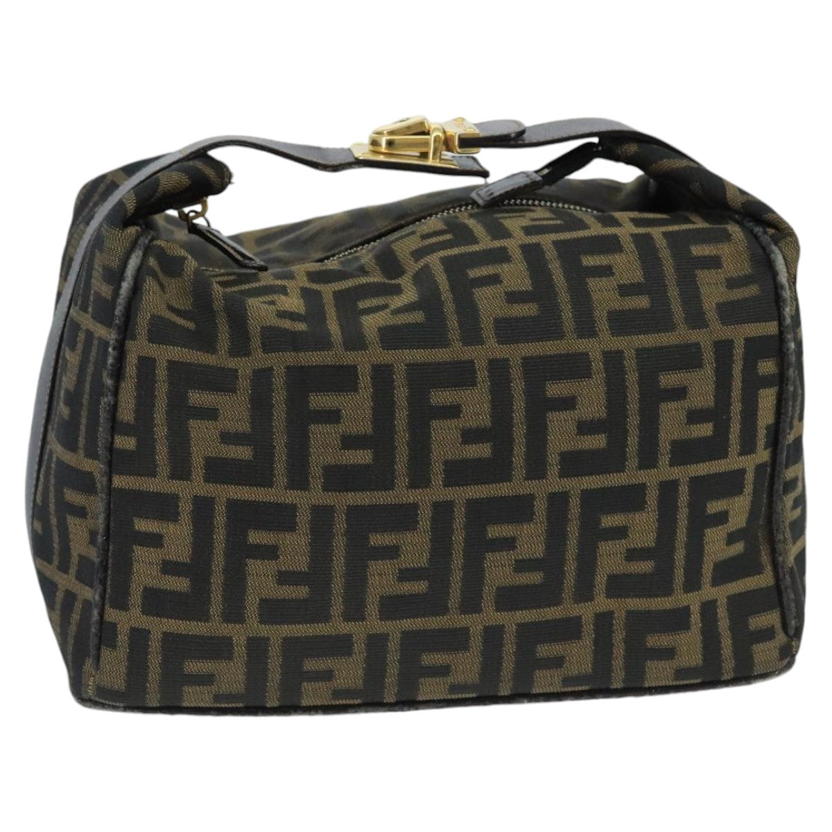 FENDI Zucca Canvas Hand Bag Brown Black Gold73582