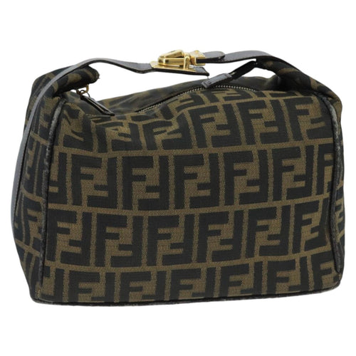 FENDI Zucca Canvas Hand Bag Brown Black Gold73582