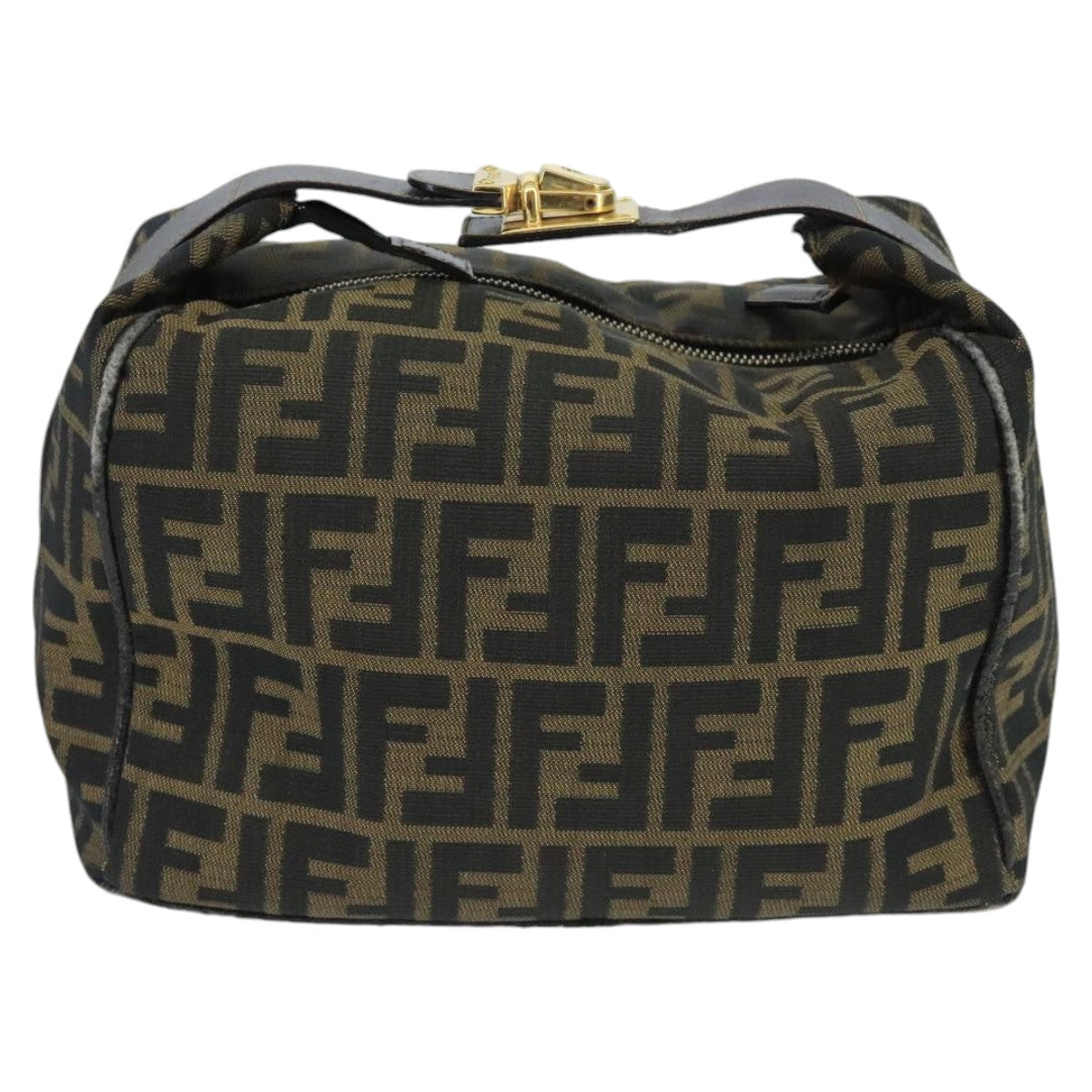 FENDI Zucca Canvas Hand Bag Brown Black Gold73582