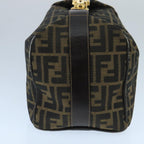 FENDI Zucca Canvas Hand Bag Brown Black Gold73582