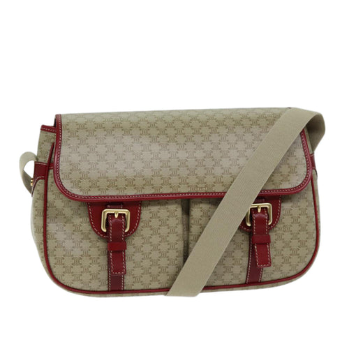 CELINE Macadam Canvas Shoulder Bag Beige  73585