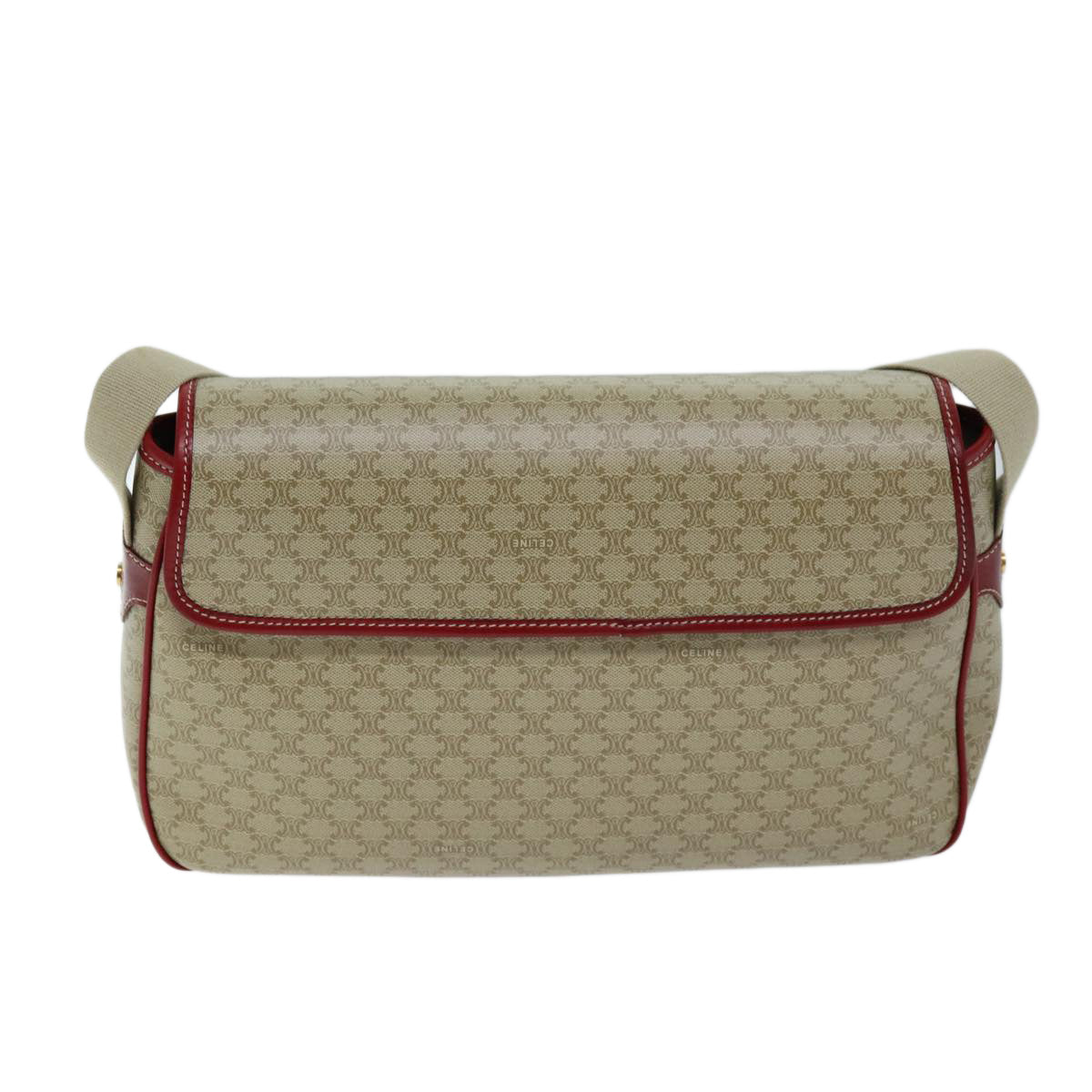 CELINE Macadam Canvas Shoulder Bag Beige  73585
