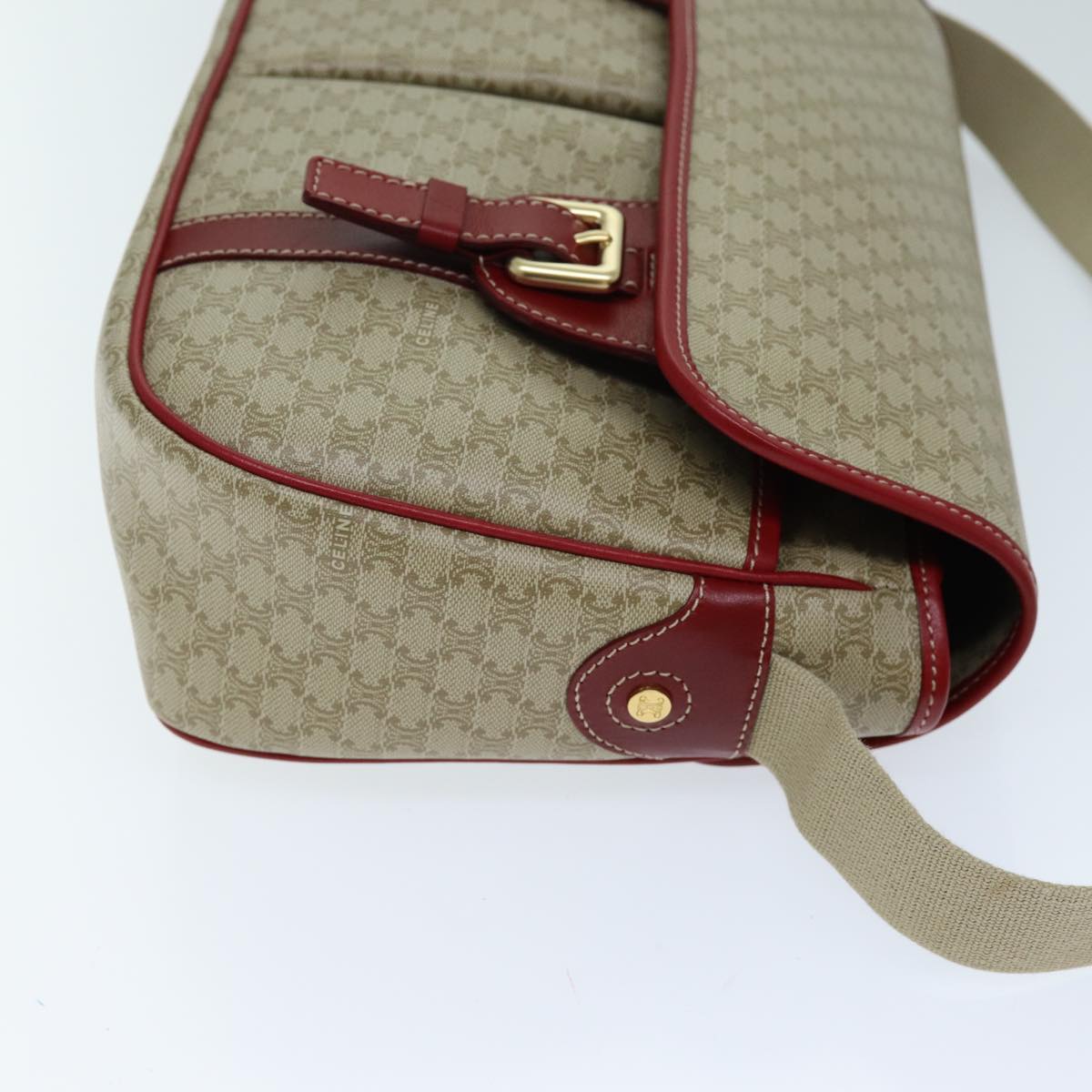 CELINE Macadam Canvas Shoulder Bag Beige  73585