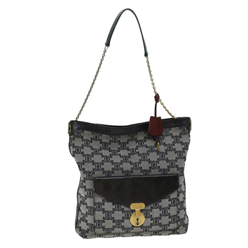 CELINE Triomphe Canvas Shoulder Bag Gray  73617