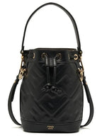 Fendi Mon Tresor FF Motif Leather Mini Bucket Bag Black