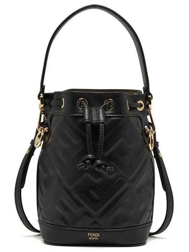 Fendi Mon Tresor FF Motif Leather Mini Bucket Bag Black