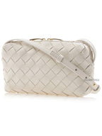 Bottega Veneta Intrecciato Leather Cross Bag White