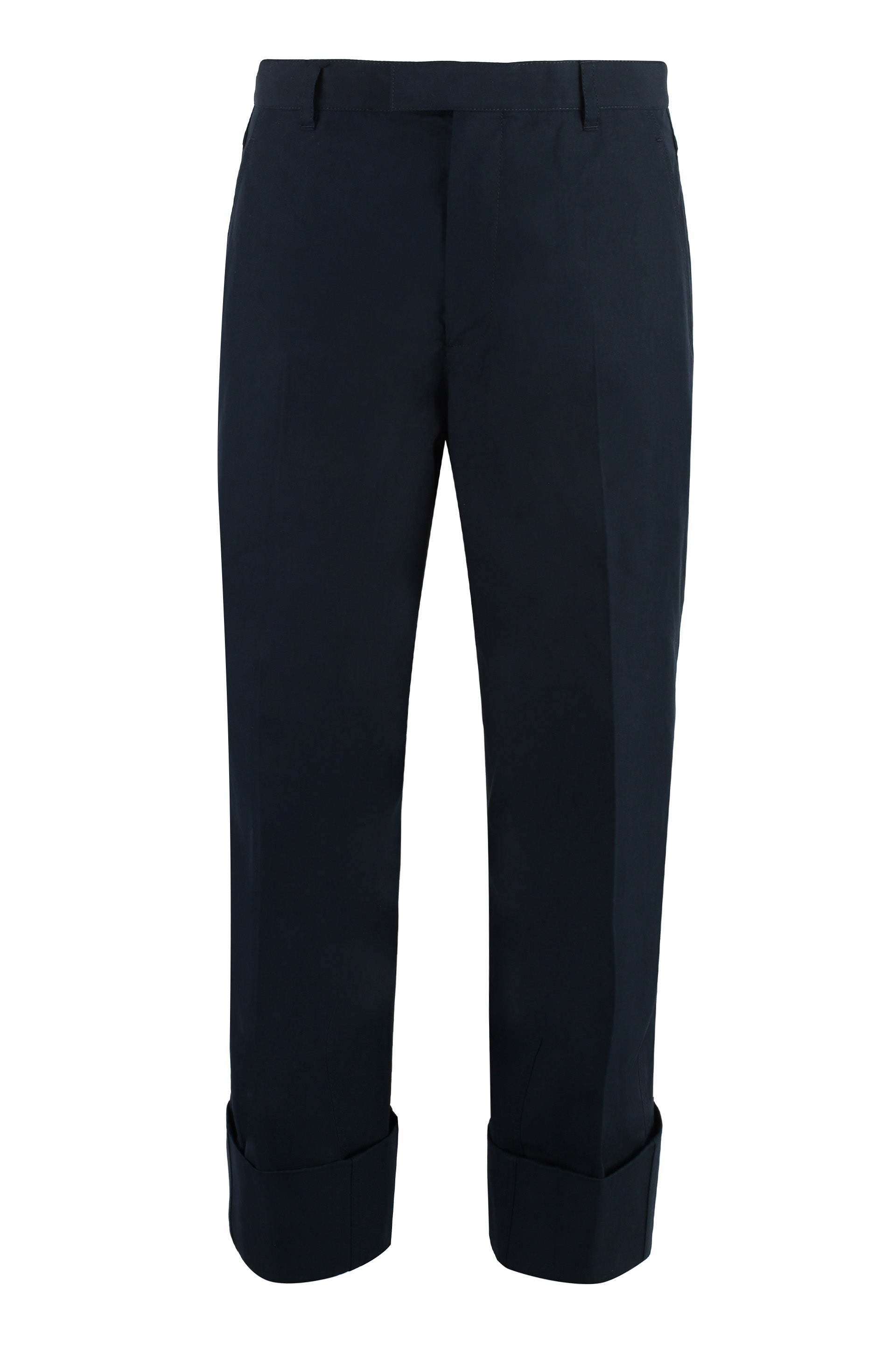 BOTTEGA VENETA Cotton Trousers with Roll-Up Ankle Cuffs