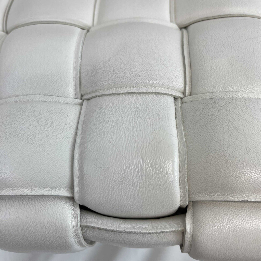 BOTTEGA VENETA Lambskin Maxi Intrecciato Padded White Crossbody