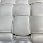BOTTEGA VENETA Lambskin Maxi Intrecciato Padded White Crossbody