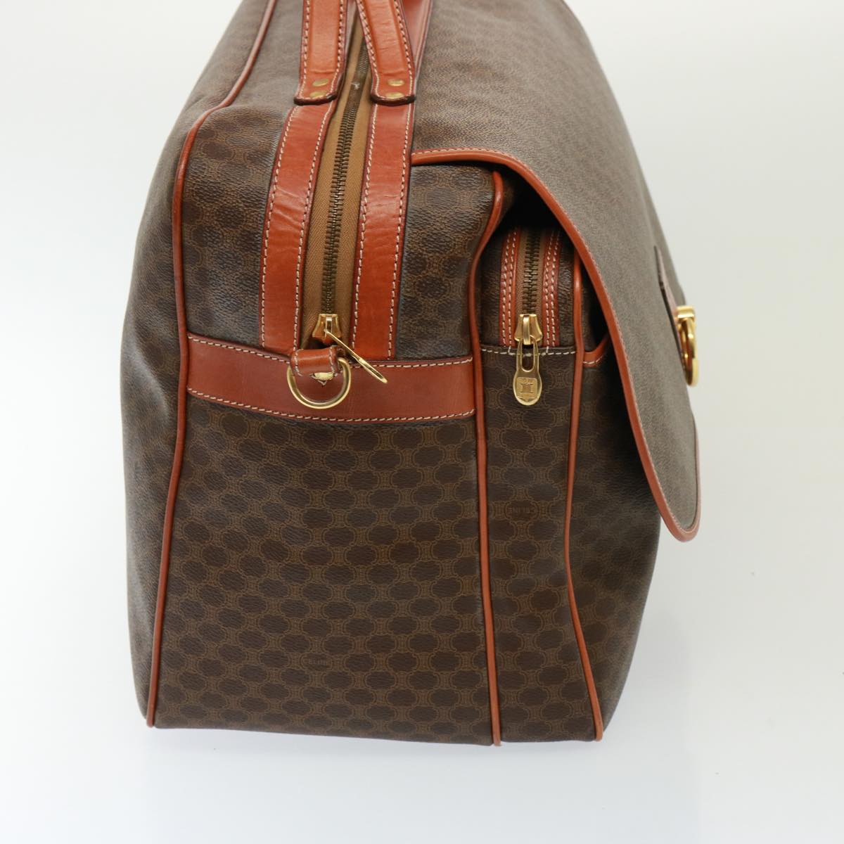 CELINE Macadam Canvas Boston Bag PVC 2way Brown  73841