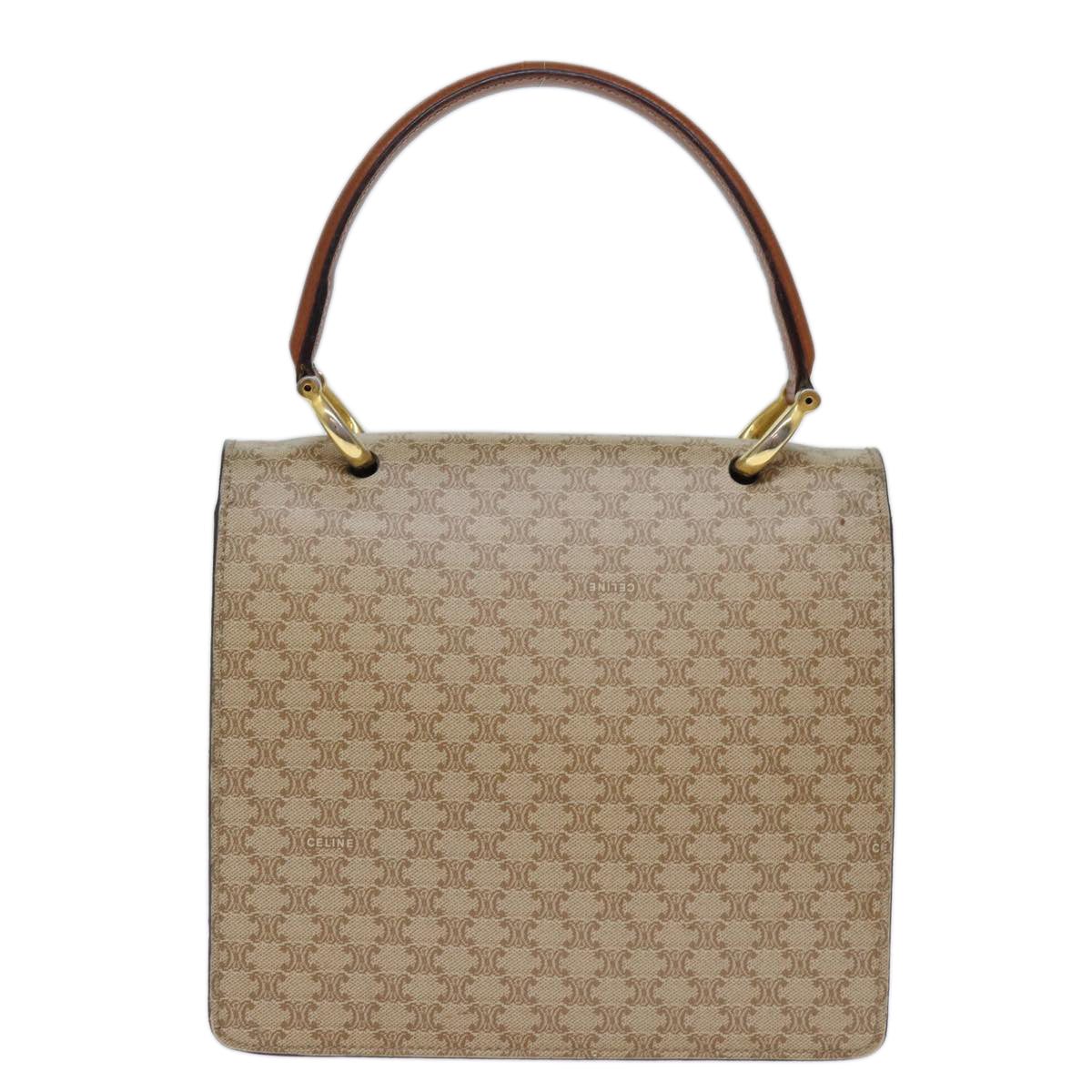 CELINE Macadam Canvas Hand Bag Beige Auth 73851