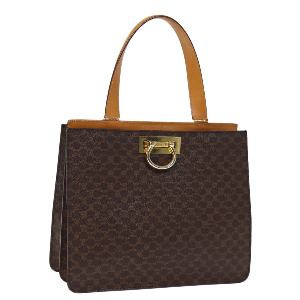 CELINE Macadam Canvas Hand Bag PVC Brown  73852