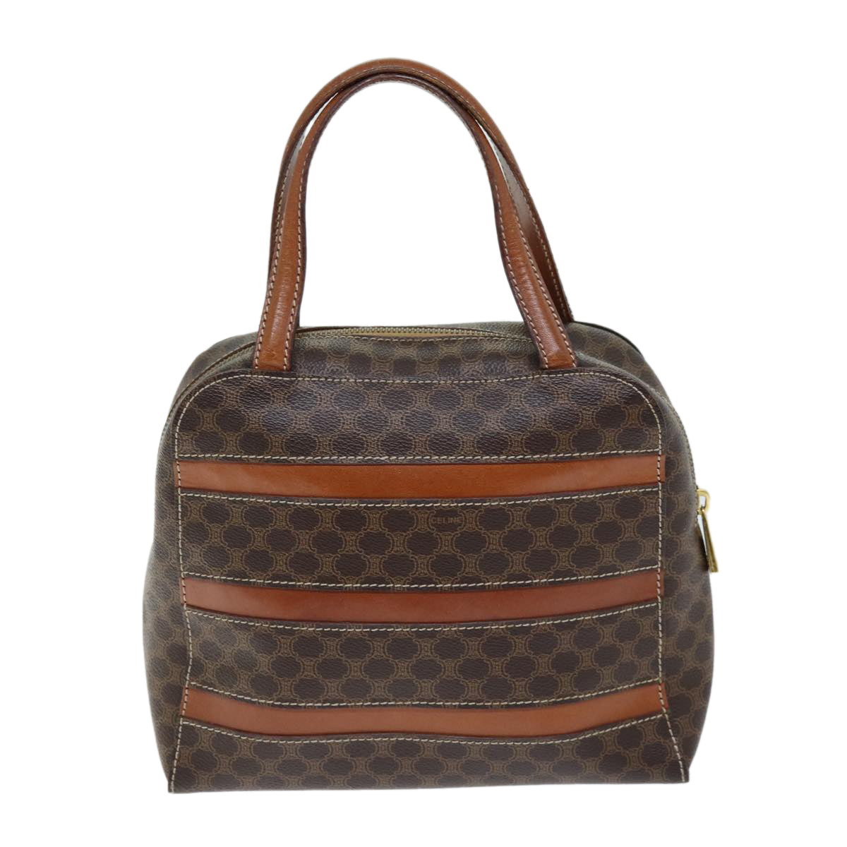 CELINE Macadam Canvas Hand Bag PVC Brown  73854