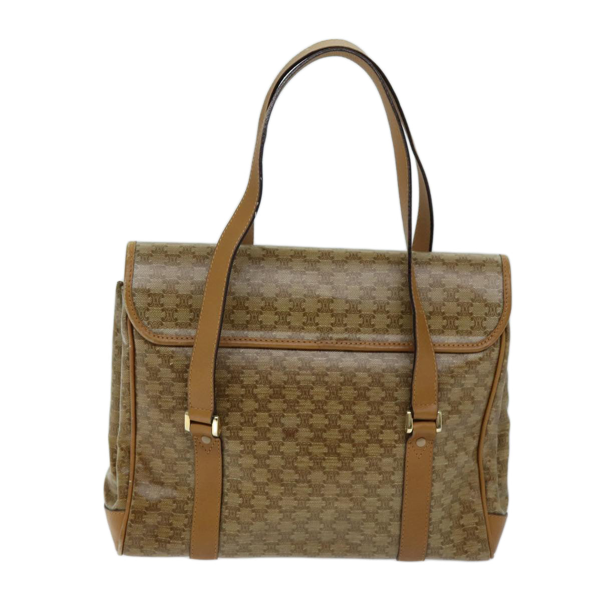 CELINE Macadam Canvas Hand Bag Beige Auth 73855