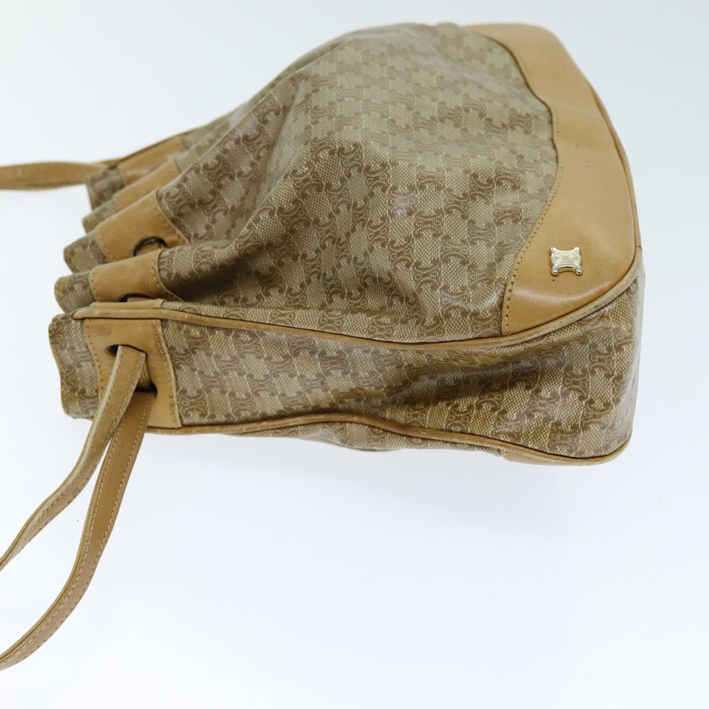 CELINE Macadam Canvas Shoulder Bag Beige Auth 73856