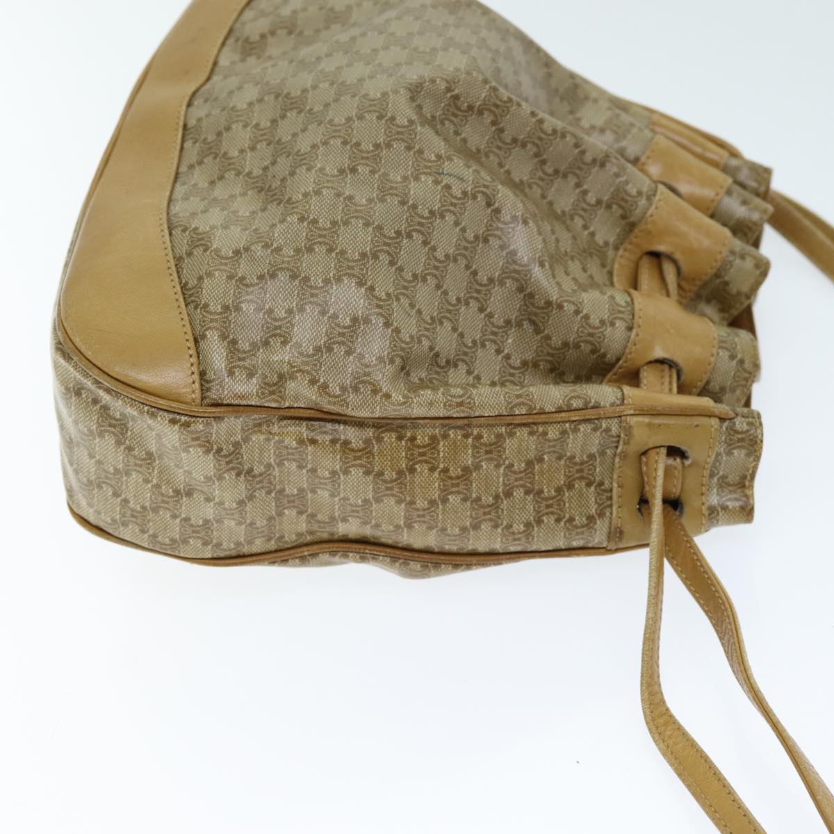 CELINE Macadam Canvas Shoulder Bag Beige Auth 73856