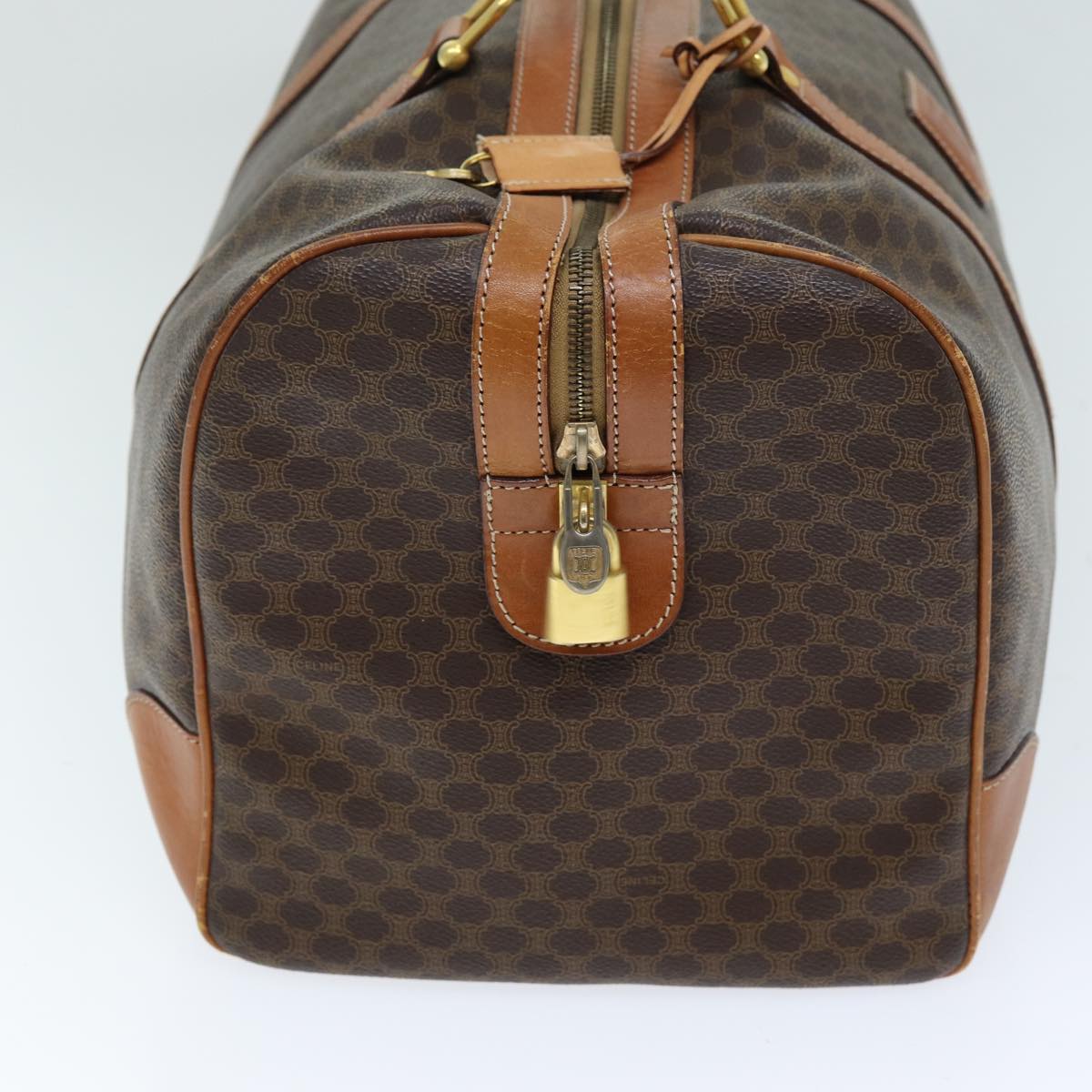 CELINE Macadam Canvas Boston Bag PVC Brown Auth 73908