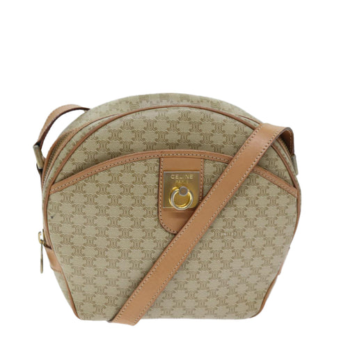 CELINE Macadam Canvas Shoulder Bag Beige  73944