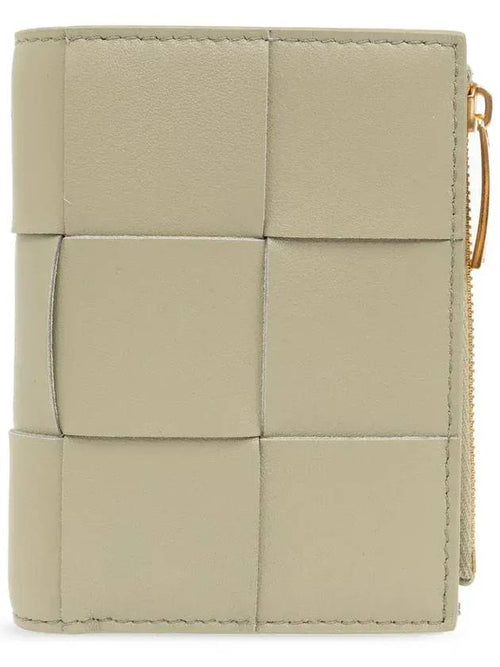 Bottega Veneta Cassette Zipper Bifold Half Wallet Travertine
