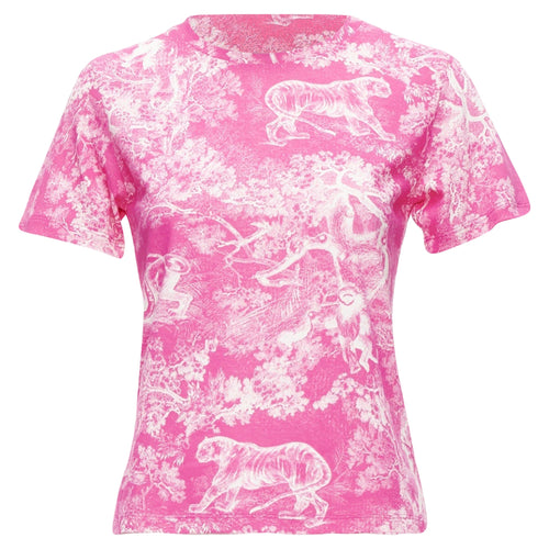 Dior Toile De Jouy Tree Tiger Print Cotton Linen Casual Tshirt
