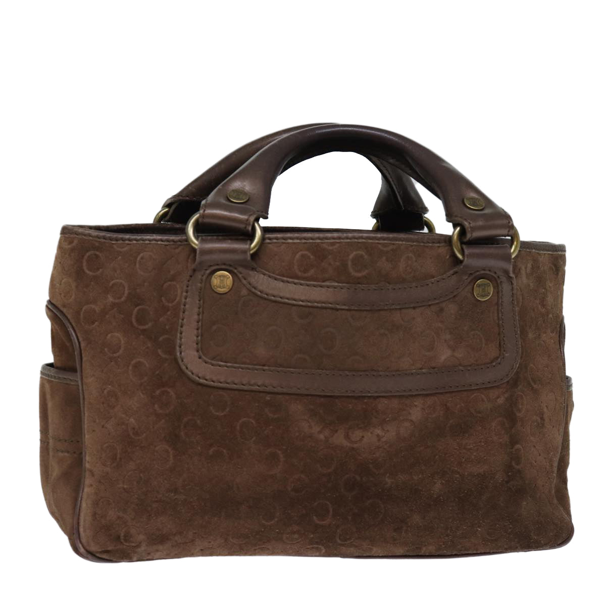 CELINE C Macadam Canvas Hand Bag Brown  74222