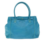 CELINE Tote Bag Leather Turquoise Blue Auth 74223