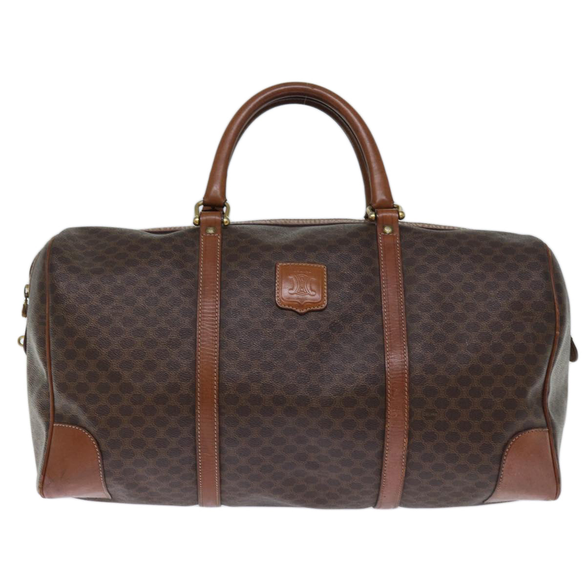 CELINE Macadam Canvas Boston Bag PVC Brown  74226