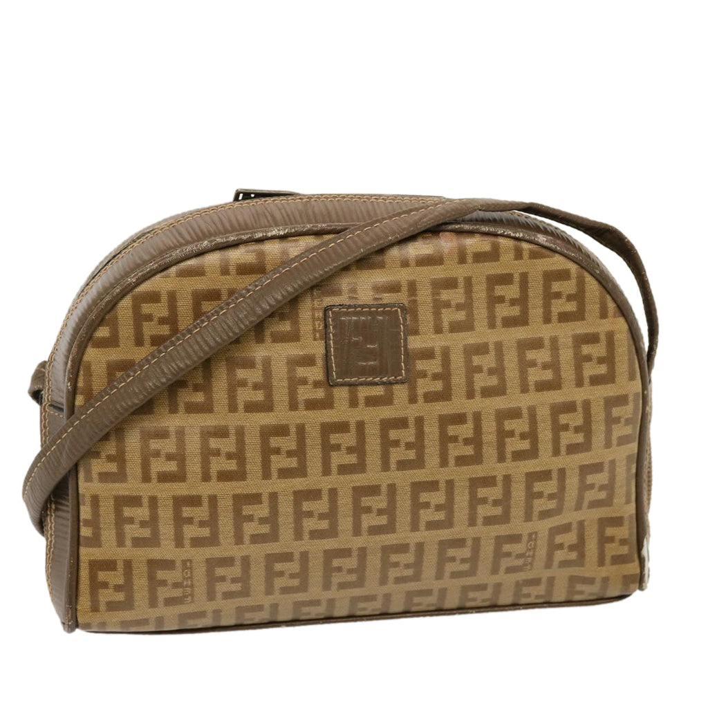FENDI Zucchino Canvas Shoulder Bag Brown74424
