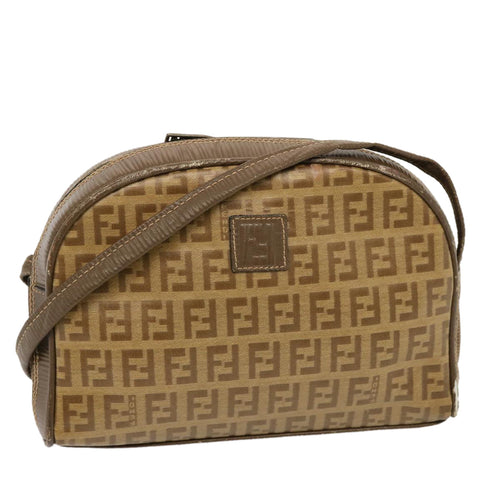 FENDI Zucchino Canvas Shoulder Bag Brown74424