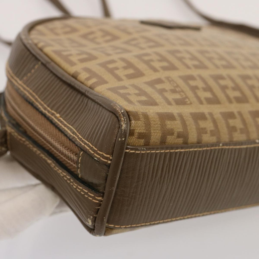 FENDI Zucchino Canvas Shoulder Bag Brown74424