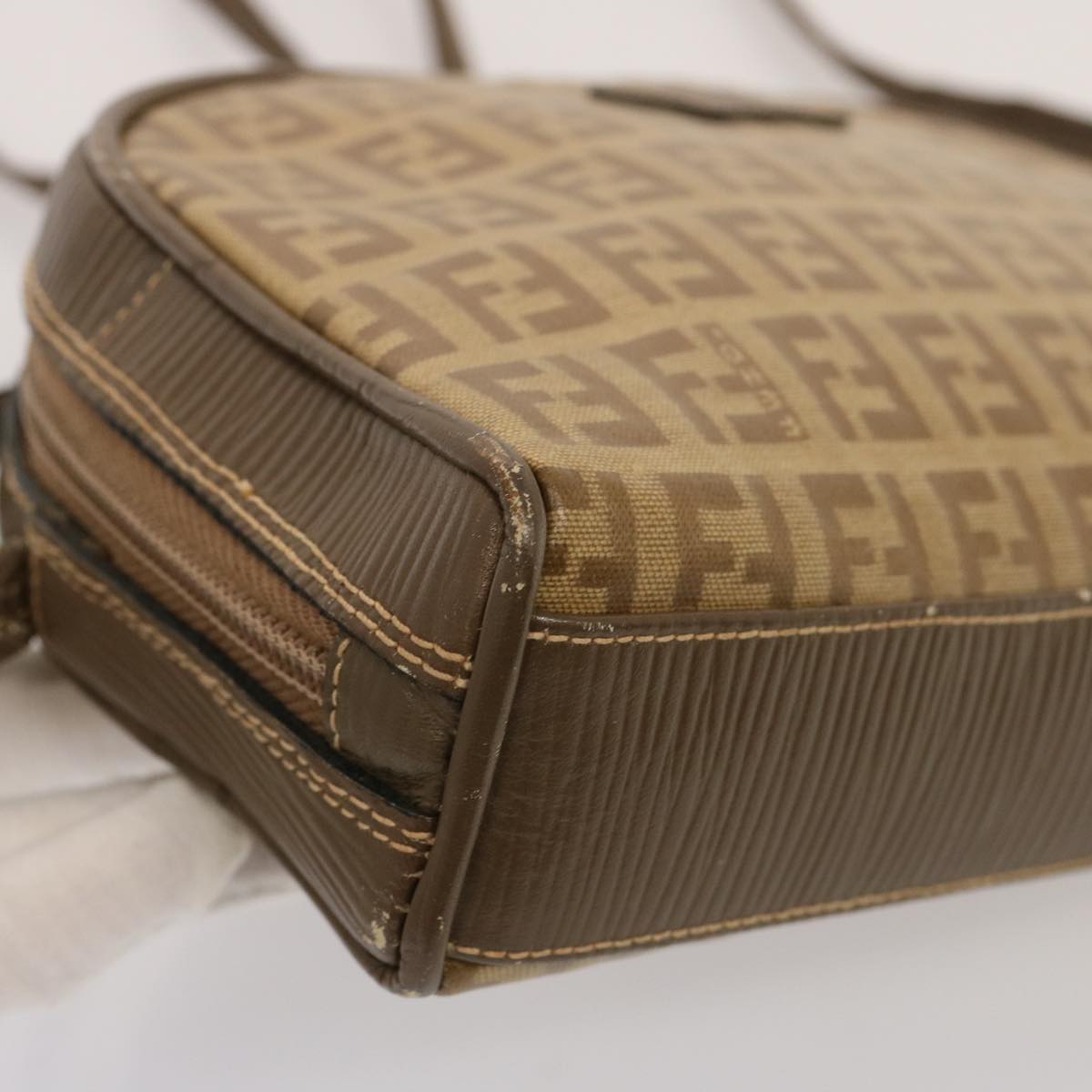 FENDI Zucchino Canvas Shoulder Bag Brown74424