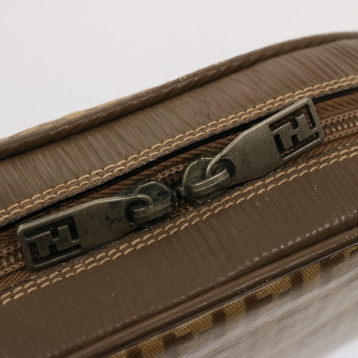FENDI Zucchino Canvas Shoulder Bag Brown74424