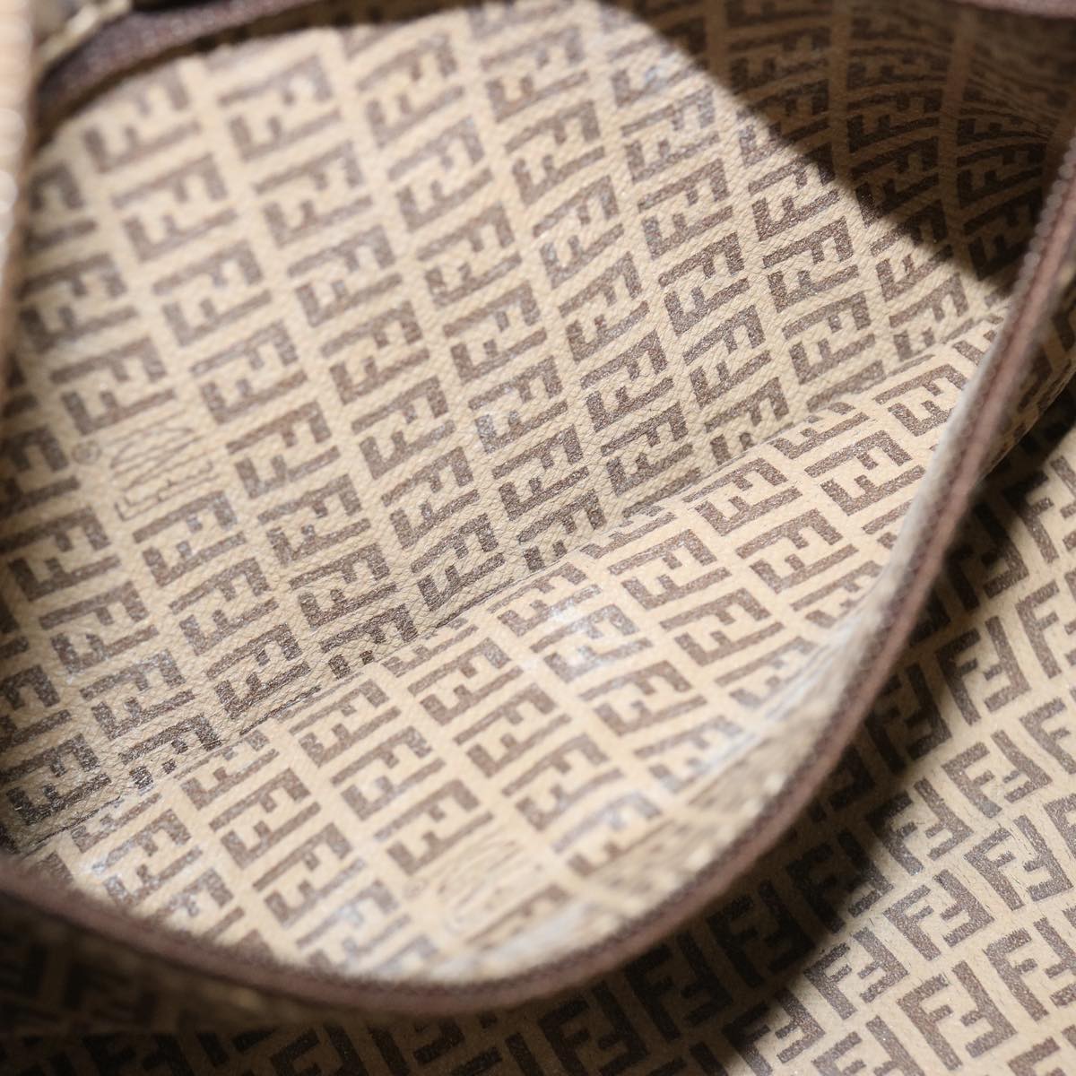 FENDI Zucchino Canvas Shoulder Bag Brown74424