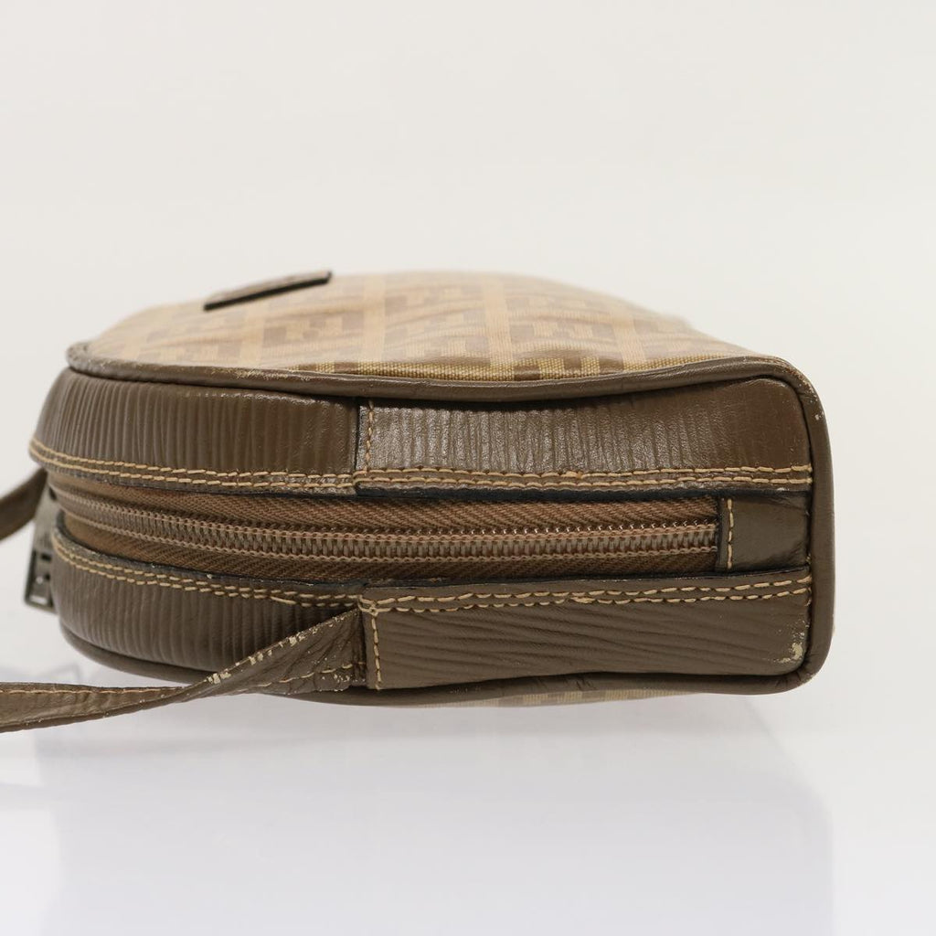 FENDI Zucchino Canvas Shoulder Bag Brown74424