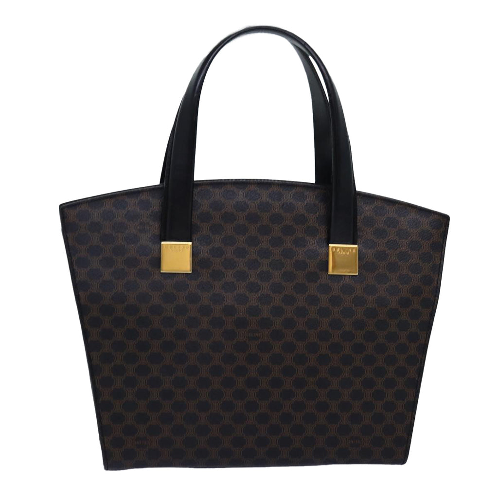 CELINE Macadam Canvas Hand Bag PVC Black Auth 74428