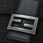 FENDI Zucchino Canvas Mamma Baguette Shoulder Bag Black74484