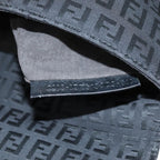 FENDI Zucchino Canvas Mamma Baguette Shoulder Bag Black74484