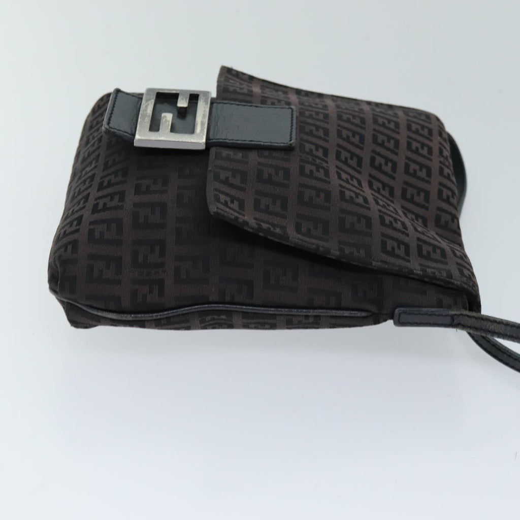 FENDI Zucchino Canvas Mamma Baguette Shoulder Bag Black74484