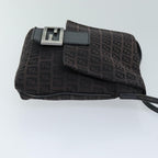 FENDI Zucchino Canvas Mamma Baguette Shoulder Bag Black74484