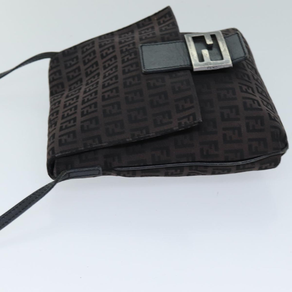 FENDI Zucchino Canvas Mamma Baguette Shoulder Bag Black74484