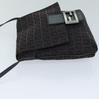 FENDI Zucchino Canvas Mamma Baguette Shoulder Bag Black74484