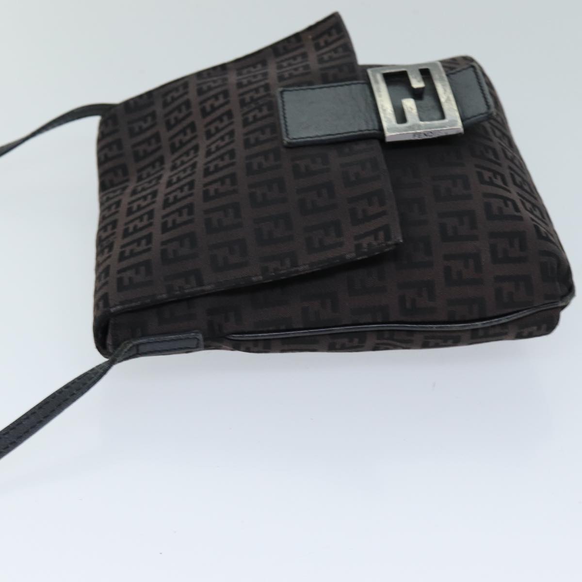 FENDI Zucchino Canvas Mamma Baguette Shoulder Bag Black74484