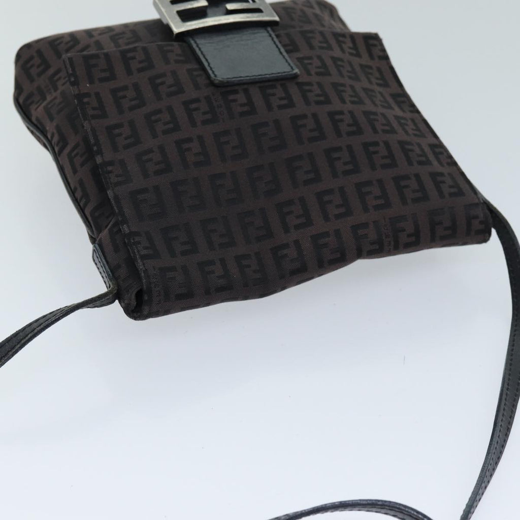 FENDI Zucchino Canvas Mamma Baguette Shoulder Bag Black74484