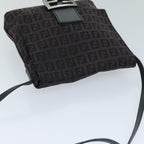 FENDI Zucchino Canvas Mamma Baguette Shoulder Bag Black74484