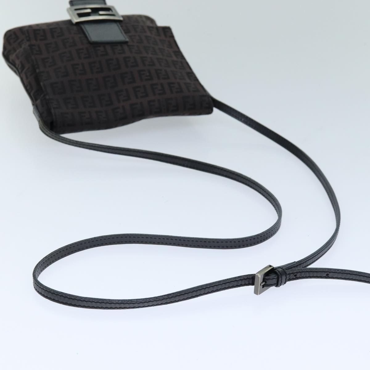 FENDI Zucchino Canvas Mamma Baguette Shoulder Bag Black74484