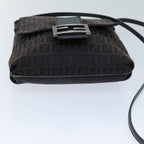 FENDI Zucchino Canvas Mamma Baguette Shoulder Bag Black74484
