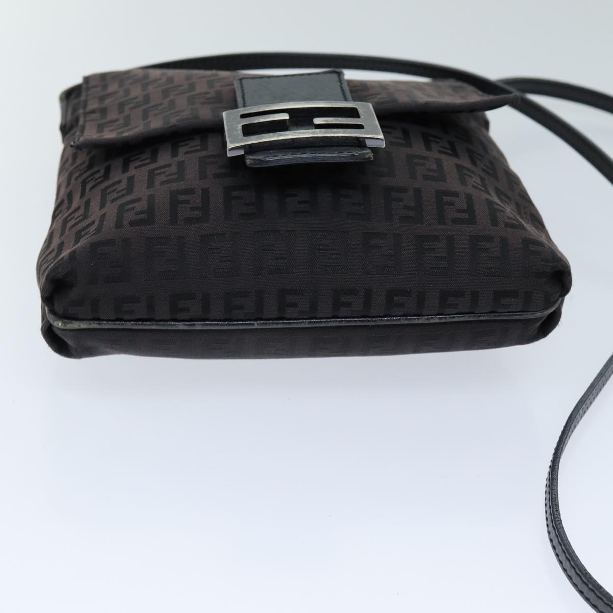 FENDI Zucchino Canvas Mamma Baguette Shoulder Bag Black74484