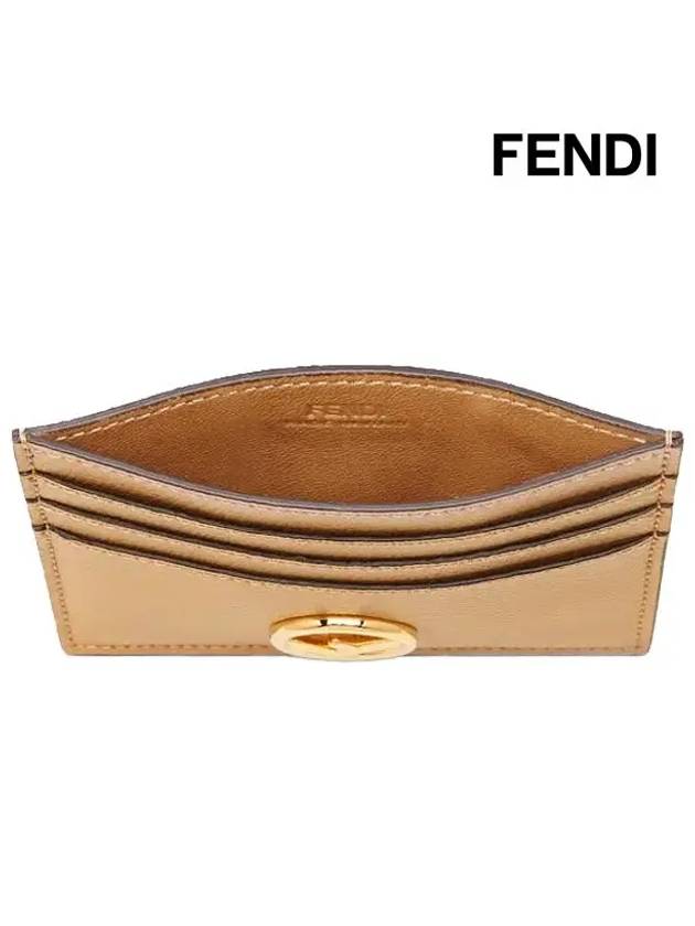 Fendi Signature Logo Card Wallet Beige
