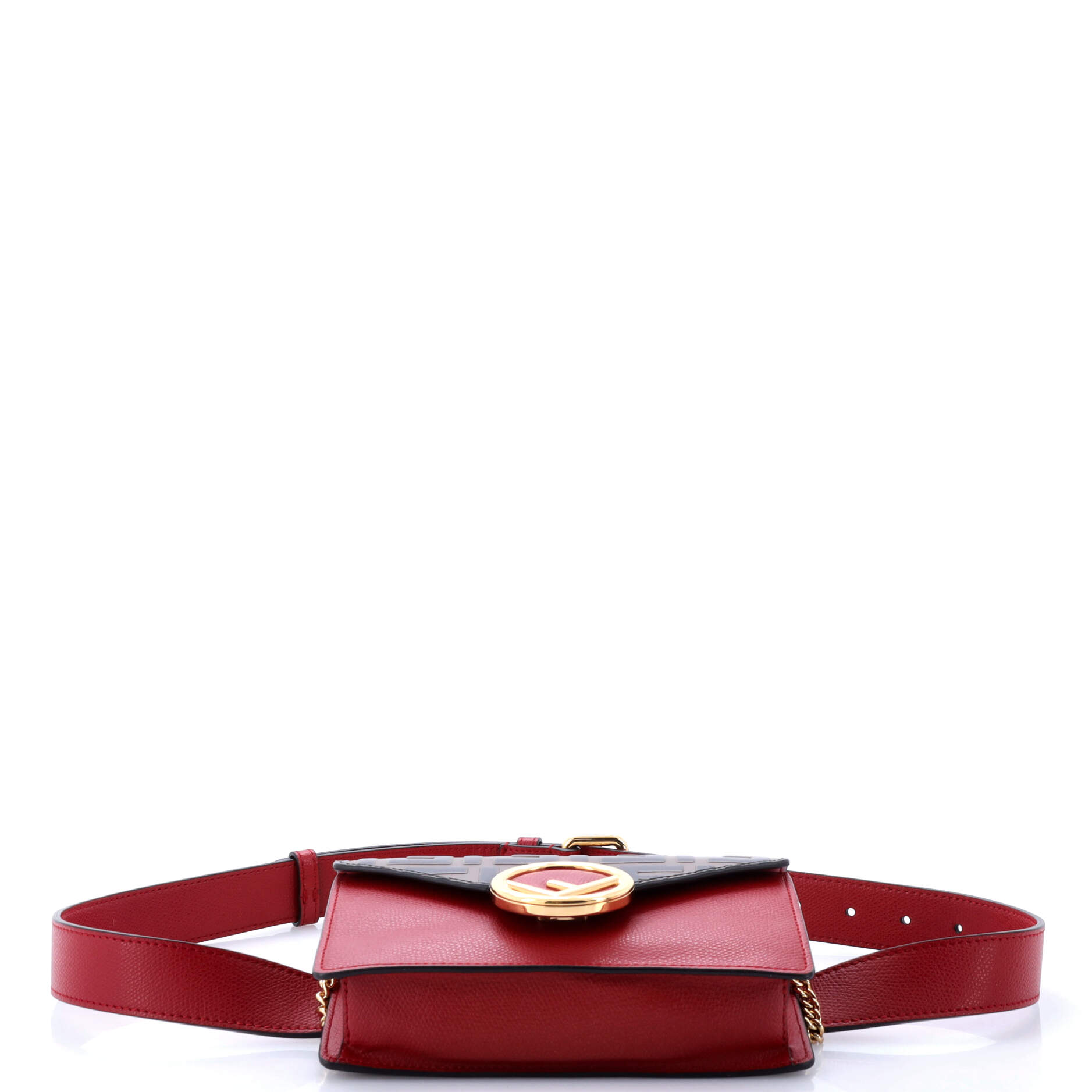 F is Fendi Convertible Belt Bag Leather with Zucca Embossed Detail